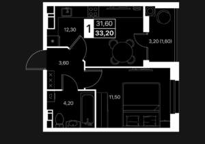 1-к квартира, вторичка, 33м2, 3/12 этаж