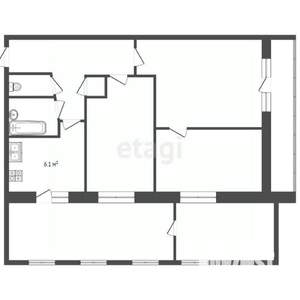 4-к квартира, вторичка, 72м2, 1/5 этаж