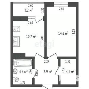 1-к квартира, вторичка, 41м2, 6/21 этаж