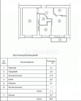 2-к квартира, вторичка, 47м2, 4/5 этаж