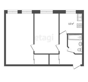 2-к квартира, вторичка, 55м2, 1/4 этаж