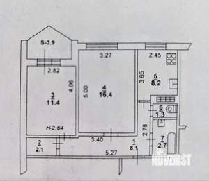 2-к квартира, вторичка, 54м2, 5/9 этаж
