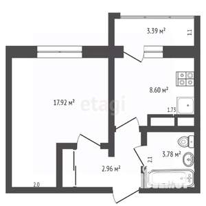 1-к квартира, вторичка, 38м2, 19/20 этаж