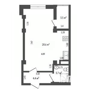 Студия квартира, вторичка, 37м2, 14/19 этаж