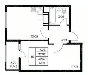 1-к квартира, вторичка, 41м2, 21/25 этаж
