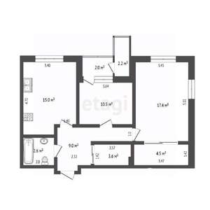 2-к квартира, вторичка, 64м2, 12/24 этаж