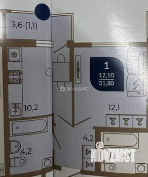 1-к квартира, вторичка, 31м2, 12/16 этаж