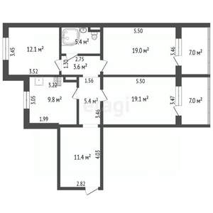3-к квартира, вторичка, 100м2, 8/10 этаж