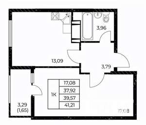 1-к квартира, вторичка, 41м2, 4/25 этаж