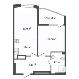 1-к квартира, вторичка, 46м2, 22/27 этаж