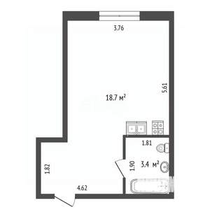 1-к квартира, вторичка, 30м2, 4/8 этаж