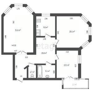3-к квартира, вторичка, 101м2, 4/10 этаж