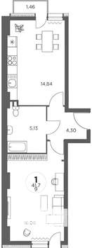 1-к квартира, вторичка, 40м2, 4/25 этаж