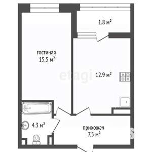 1-к квартира, вторичка, 40м2, 13/19 этаж