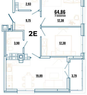 2-к квартира, вторичка, 63м2, 4/4 этаж