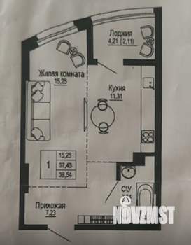 1-к квартира, вторичка, 40м2, 26/26 этаж