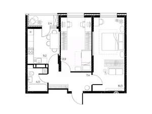 2-к квартира, вторичка, 55м2, 4/25 этаж