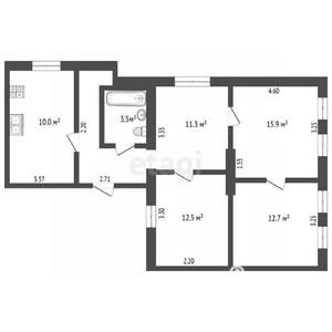 4-к квартира, вторичка, 73м2, 1/2 этаж