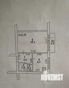 1-к квартира, вторичка, 37м2, 4/5 этаж