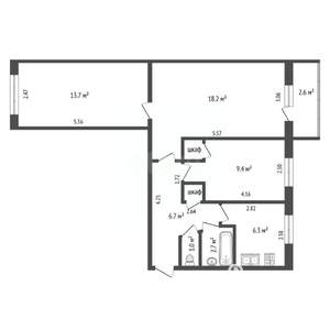 3-к квартира, вторичка, 58м2, 5/5 этаж