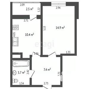 1-к квартира, вторичка, 37м2, 4/22 этаж