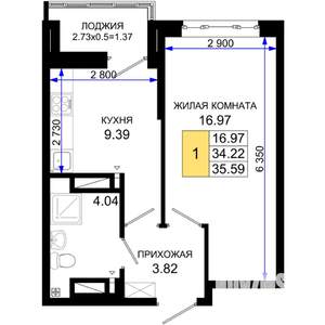 1-к квартира, вторичка, 36м2, 2/25 этаж