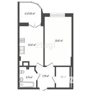 1-к квартира, вторичка, 49м2, 4/7 этаж