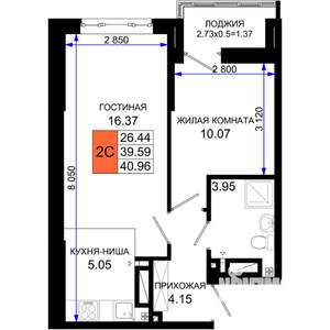 1-к квартира, вторичка, 41м2, 23/25 этаж