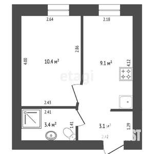 1-к квартира, вторичка, 26м2, 4/4 этаж