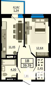 1-к квартира, вторичка, 39м2, 15/25 этаж