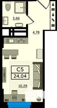 Студия квартира, вторичка, 24м2, 19/23 этаж