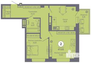 2-к квартира, вторичка, 67м2, 3/24 этаж