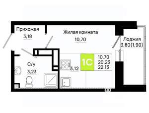 Студия квартира, вторичка, 22м2, 18/25 этаж