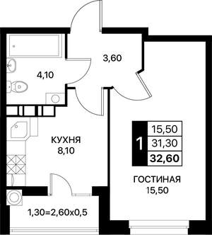 1-к квартира, вторичка, 33м2, 4/12 этаж