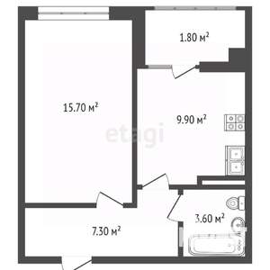 1-к квартира, вторичка, 44м2, 6/12 этаж
