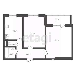 2-к квартира, вторичка, 50м2, 7/10 этаж