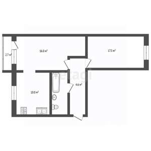 2-к квартира, вторичка, 51м2, 4/5 этаж