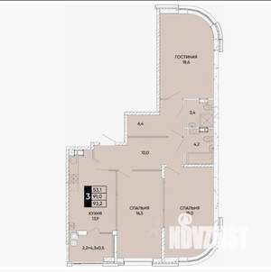 3-к квартира, сданный дом, 93м2, 23/24 этаж