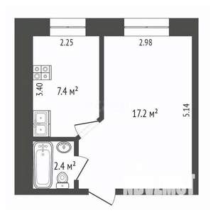 1-к квартира, вторичка, 27м2, 1/6 этаж