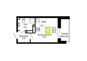 Студия квартира, вторичка, 22м2, 4/25 этаж