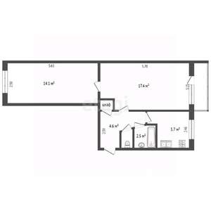 2-к квартира, вторичка, 45м2, 4/5 этаж