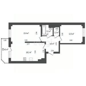 1-к квартира, вторичка, 59м2, 3/8 этаж