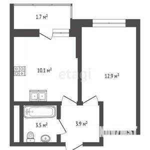 2-к квартира, вторичка, 36м2, 1/2 этаж