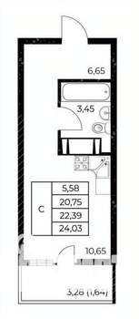 Студия квартира, вторичка, 24м2, 18/25 этаж
