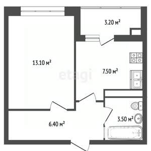 1-к квартира, вторичка, 33м2, 8/12 этаж