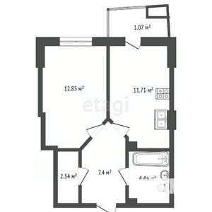 1-к квартира, вторичка, 40м2, 2/24 этаж