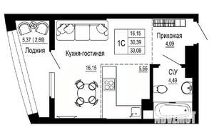 1-к квартира, вторичка, 33м2, 6/27 этаж