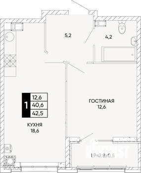 1-к квартира, вторичка, 43м2, 9/24 этаж