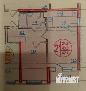 2-к квартира, вторичка, 41м2, 4/5 этаж