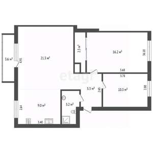 3-к квартира, вторичка, 70м2, 3/6 этаж